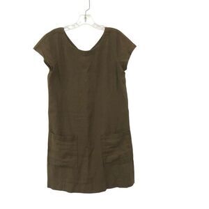 Eileen Fisher XS Linen Shift Tunic Dress Short Sleeve Pocket Lagenlook